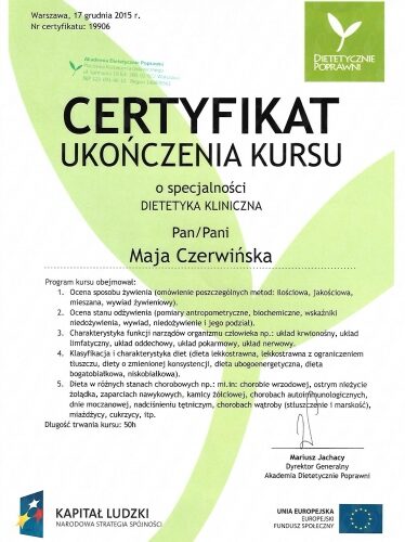 Certyfikat ukończenia kursu